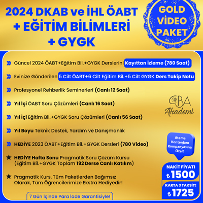2024 DKAB + İHL ÖABT + EĞİTİM BİL. + GYGK VİDEO DERS (GOLD PAKET)