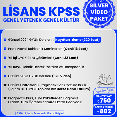 2024 LİSANS KPSS VİDEO DERS (SİLVER PAKET)
