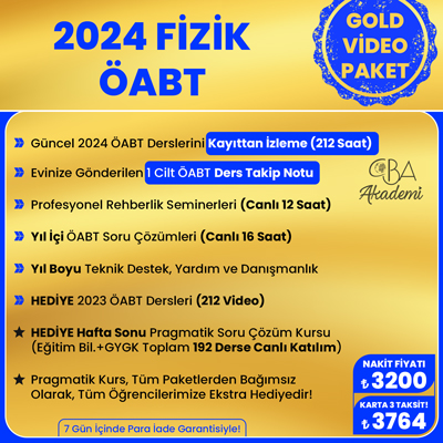 2024 FİZİK ÖABT VİDEO DERS (GOLD PAKET)