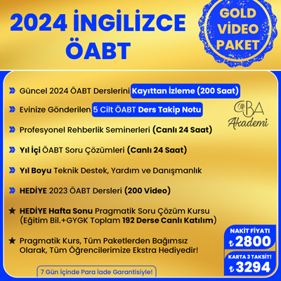2024 İNGİLİZCE ÖABT VİDEO DERS (GOLD PAKET)