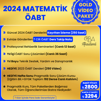 2024 MATEMATİK ÖABT VİDEO DERS (GOLD PAKET)
