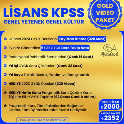 2024 LİSANS KPSS VİDEO DERS (GOLD PAKET)