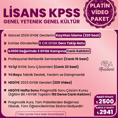 2024 LİSANS KPSS VİDEO DERS (PLATİN PAKET)
