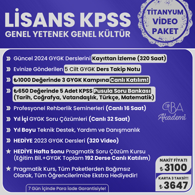 2024 LİSANS KPSS VİDEO DERS (TİTANYUM PAKET)