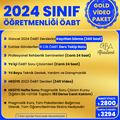 2024 SINIF ÖĞRETMENLİĞİ ÖABT VİDEO DERS (GOLD PAKET)