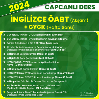 2024 İNGİLİZCE ÖABT (Akşam) + GYGK (Hafta Sonu) CANLI DERS