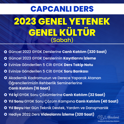 2023 GENEL YETENEK GENEL KÜLTÜR (Sabah) CANLI DERS