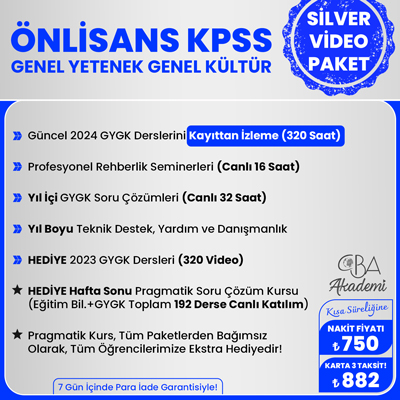 2024 ÖNLİSANS KPSS VİDEO DERS (SİLVER PAKET)
