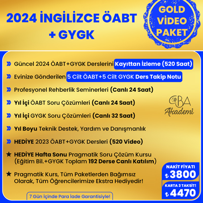 2024 İNGİLİZCE ÖABT + GYGK VİDEO DERS (GOLD PAKET)