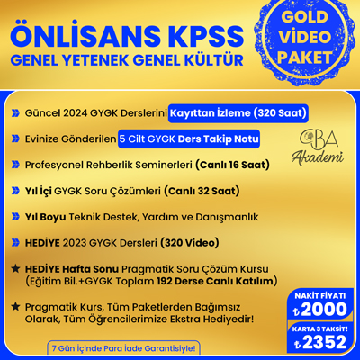 2024 ÖNLİSANS KPSS VİDEO DERS (GOLD PAKET)