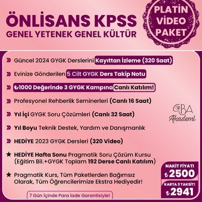 2024 ÖNLİSANS KPSS VİDEO DERS (PLATİN PAKET)