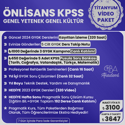 2024 ÖNLİSANS KPSS VİDEO DERS (TİTANYUM PAKET)