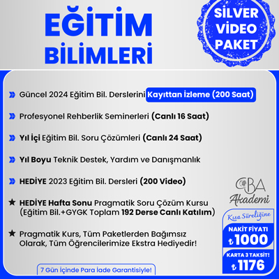 2024 EĞİTİM BİLİMLERİ VİDEO DERS (SİLVER PAKET)