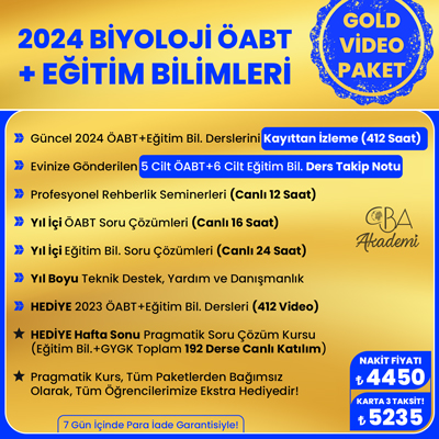 2024 BİYOLOJİ ÖABT + EĞİTİM BİL. VİDEO  DERS (GOLD PAKET)