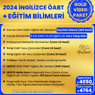 2024 İNGİLİZCE ÖABT + EĞİTİM BİL. VİDEO DERS (GOLD PAKET)
