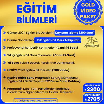 2024 EĞİTİM BİLİMLERİ VİDEO DERS (GOLD PAKET)