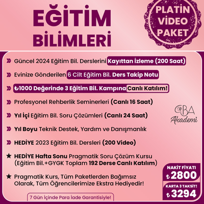 2024 EĞİTİM BİLİMLERİ VİDEO DERS (PLATİN PAKET)