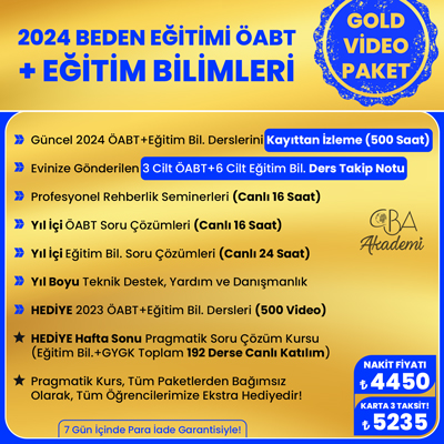 2024 BEDEN EĞİTİMİ ÖABT + EĞİTİM BİL. VİDEO DERS (GOLD PAKET)