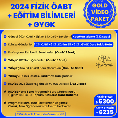 2024 FİZİK ÖABT + EĞİTİM BİL. + GYGK VİDEO DERS (GOLD PAKET)