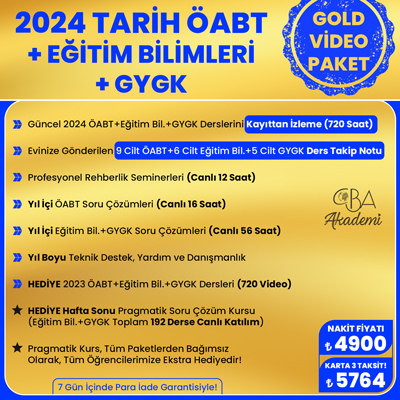 2024 TARİH ÖABT + EĞİTİM BİL. + GYGK VİDEO DERS (GOLD PAKET)
