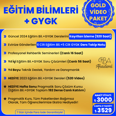 2024 EĞİTİM BİLİMLERİ + GYGK VİDEO DERS (GOLD PAKET)