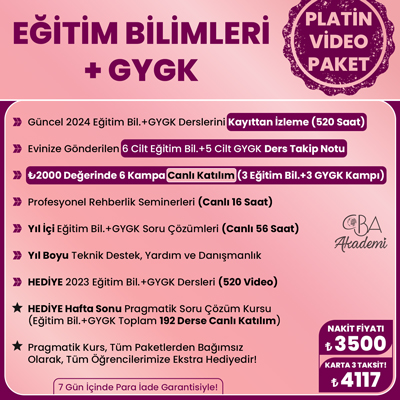 2024 EĞİTİM BİLİMLERİ + GYGK VİDEO DERS (PLATİN PAKET)