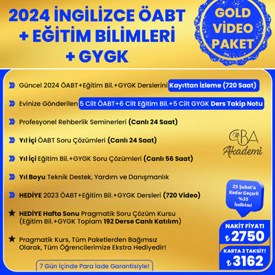 2024 İNGİLİZCE ÖABT + EĞİTİM BİL. + GYGK VİDEO DERS (GOLD PAKET)