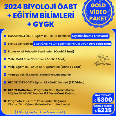 2024 BİYOLOJİ ÖABT + EĞİTİM BİL. + GYGK VİDEO  DERS (GOLD PAKET)