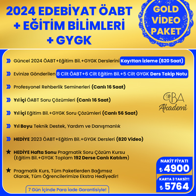 2024 EDEBİYAT ÖABT + EĞİTİM BİL. + GYGK VİDEO DERS (GOLD PAKET)