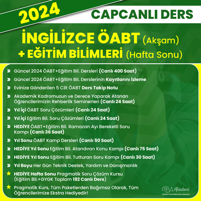 2024 İNGİLİZCE ÖABT (Akşam) + EĞİTİM BİL. (Hafta Sonu) CANLI DERS