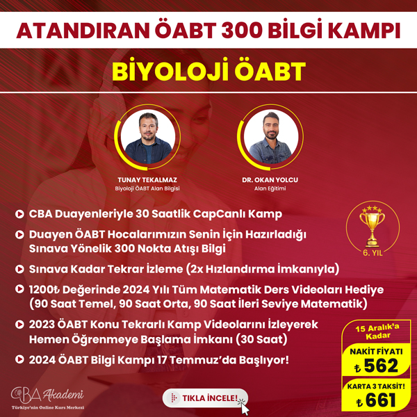2024 Biyoloji ÖABT Atandıran 300 Bilgi Kampı