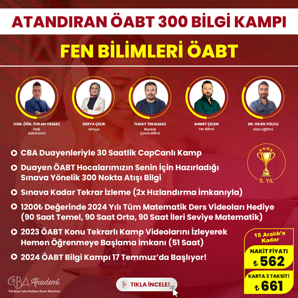 2024 Fen Bilimleri ÖABT Atandıran 300 Bilgi Kampı