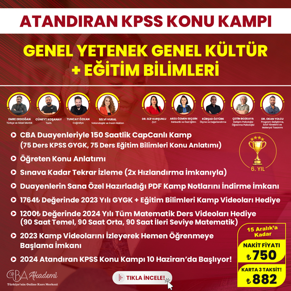 2024 KPSS GYGK ve Eğitim Bilimleri Atandıran Konu Kampı
