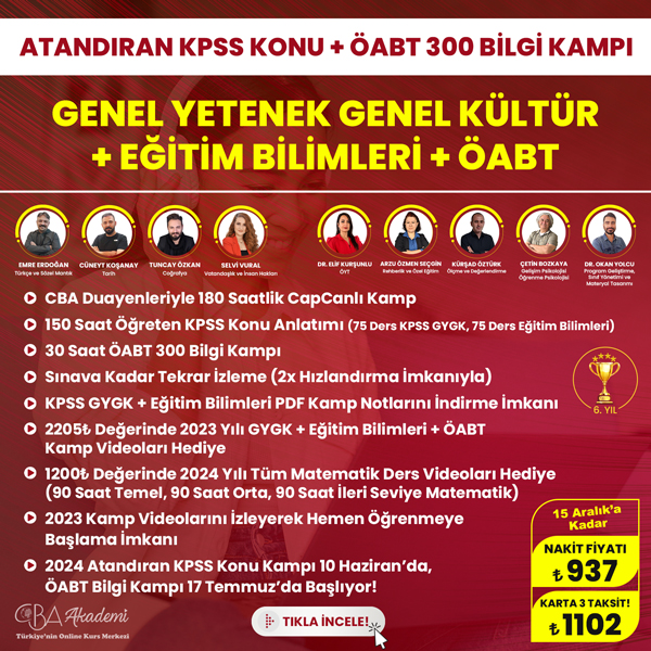 2024 KPSS GYGK, Eğitim Bilimleri Atandıran Konu ve ÖABT 300 Bilgi Kampı