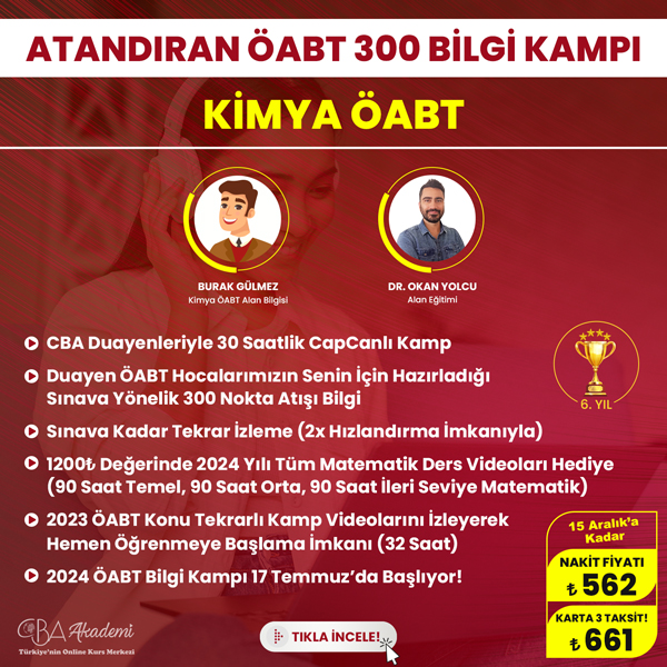 2024 Kimya ÖABT Atandıran 300 Bilgi Kampı