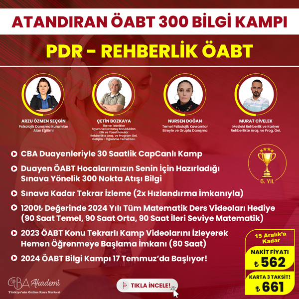 2024 PDR - Rehberlik ÖABT Atandıran 300 Bilgi Kampı