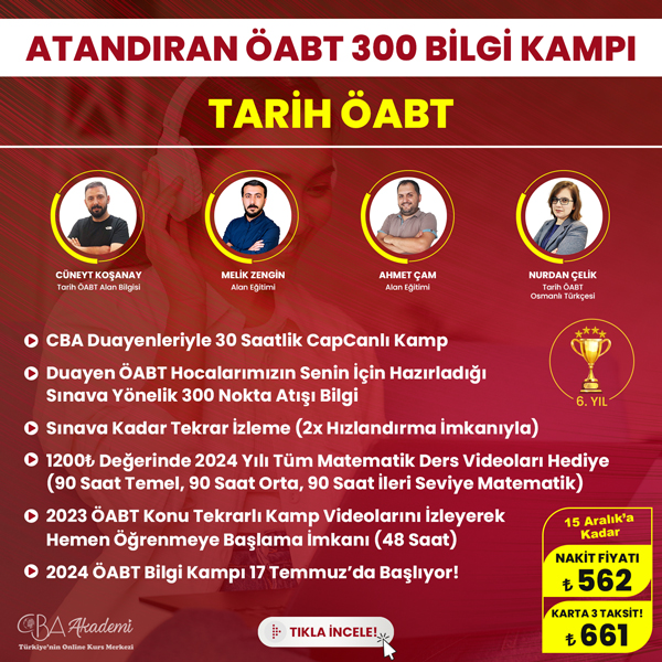 2024 Tarih ÖABT Atandıran 300 Bilgi Kampı
