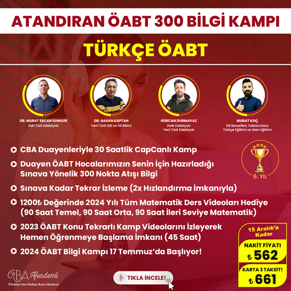 2024 Türkçe ÖABT Atandıran 300 Bilgi Kampı