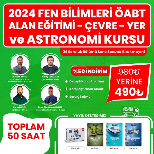 2024 FEN BİLİMLERİ ÖABT ALAN EĞİTİMİ - ÇEVRE - YER ve ASTRONOMİ KURSU