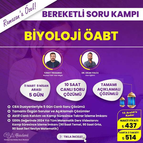 2024 Biyoloji ÖABT Ramazan Soru Kampı