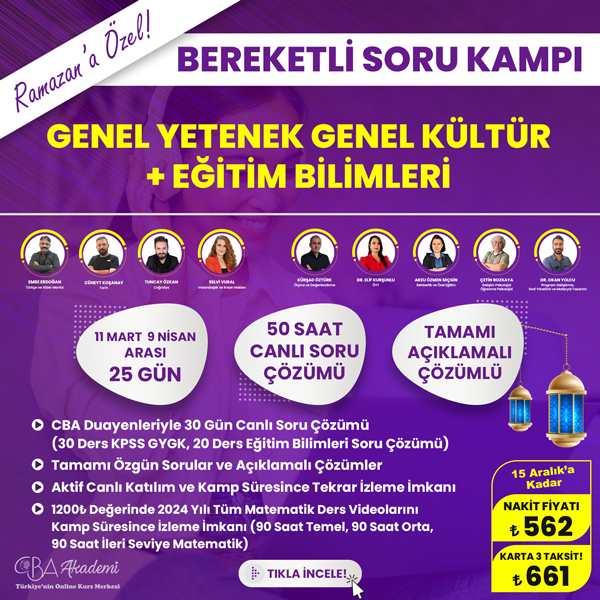 2024 KPSS GYGK ve Eğitim Bilimleri Ramazan Soru Kampı