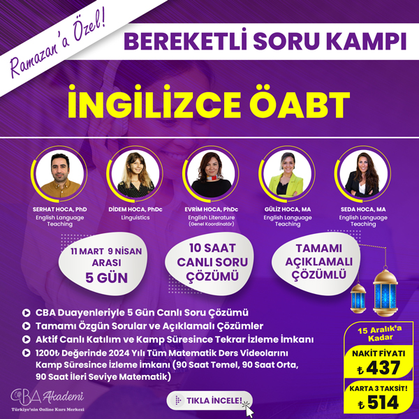 2024 İngilizce ÖABT Ramazan Soru Kampı