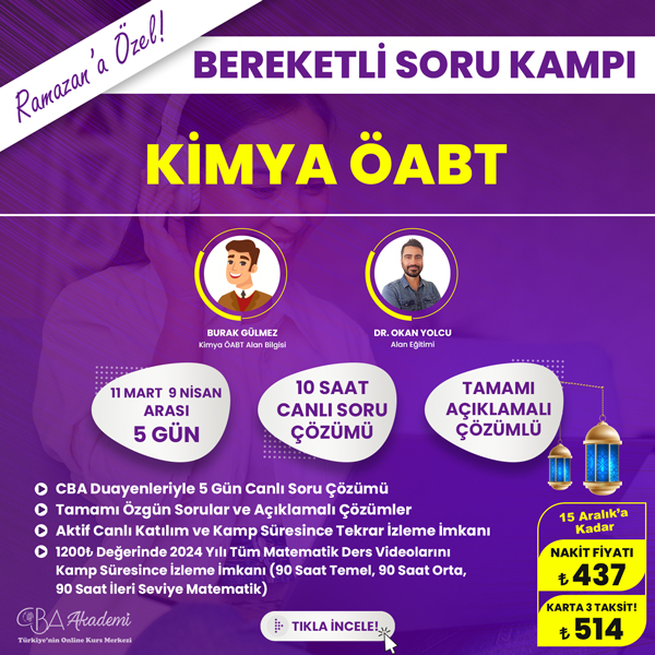 2024 Kimya ÖABT Ramazan Soru Kampı