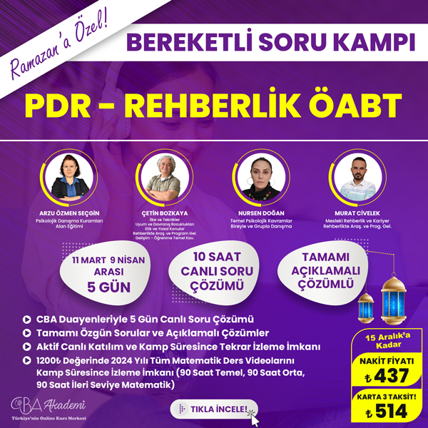 2024 PDR - Rehberlik ÖABT Ramazan Soru Kampı