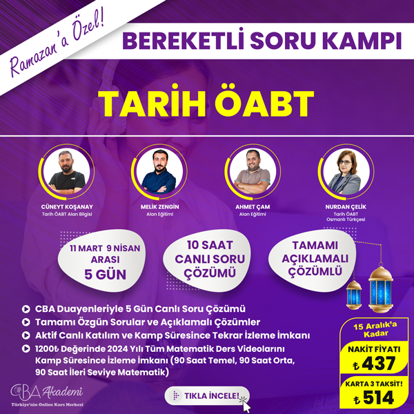 2024 Tarih ÖABT Ramazan Soru Kampı
