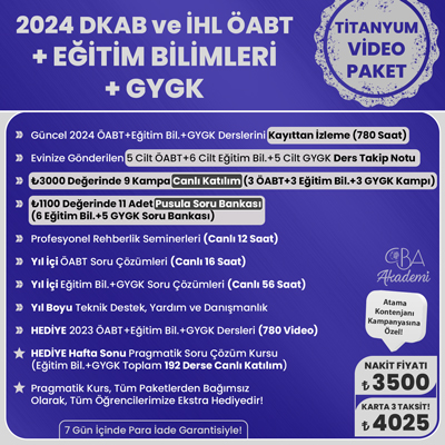 2024 DKAB + İHL ÖABT + EĞİTİM BİL. + GYGK VİDEO DERS (TİTANYUM PAKET)