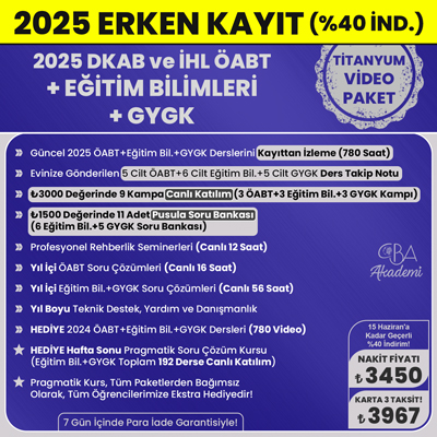 2025 DKAB + İHL ÖABT + EĞİTİM BİL. + GYGK VİDEO DERS (TİTANYUM PAKET)