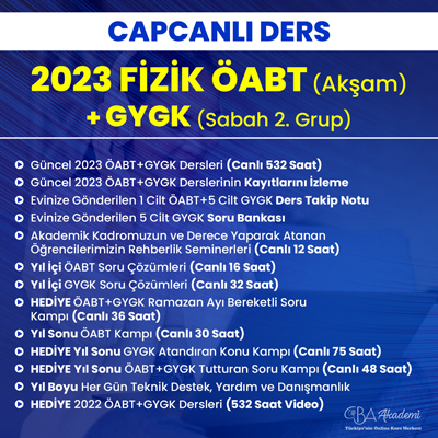 2023 FİZİK ÖABT (Akşam) + GYGK (Sabah 2. Grup) CANLI DERS