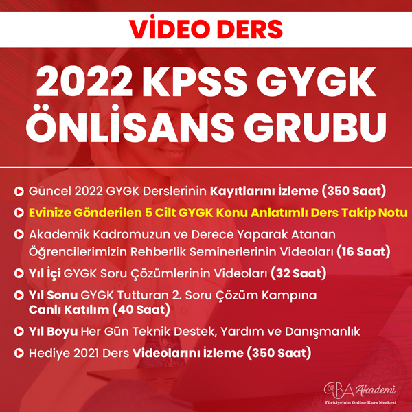 2022 KPSS GYGK Önlisans Sınıfı VİDEO DERS (PRŞ-CM-CMT-PZR SADECE ÖNLİSANS)
