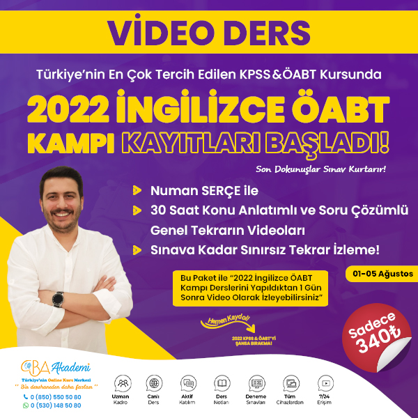 2022 İNGİLİZCE ÖABT KAMPI (VİDEO DERS)
